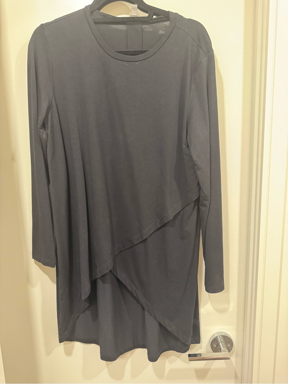 Tristan Black Long-Sleeve Asymmetric Tunic